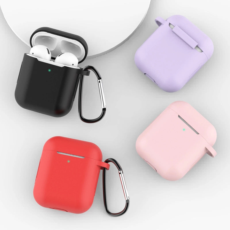 AirPods Pro 2 / AirPods Pro-kasse af silikone, blød kasse til hovedtelefoner + nøglering, hummerklæde, pendant sort (kasse D)