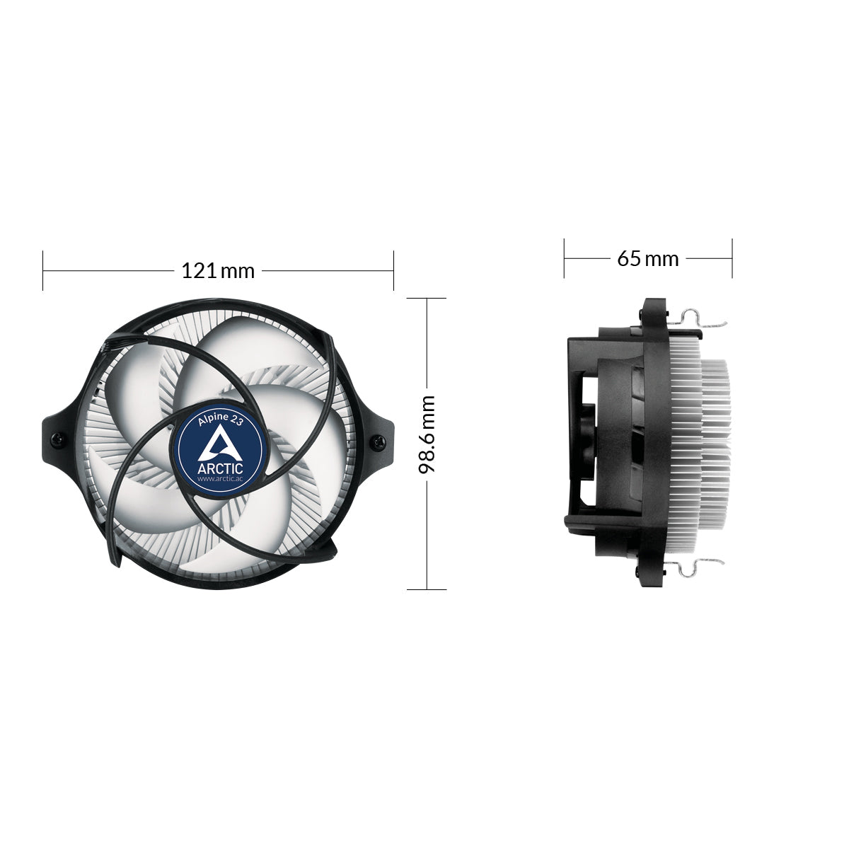 ARCTIC Alpine 23 Processor-køler 1-pack Sort Hvid 90 mm