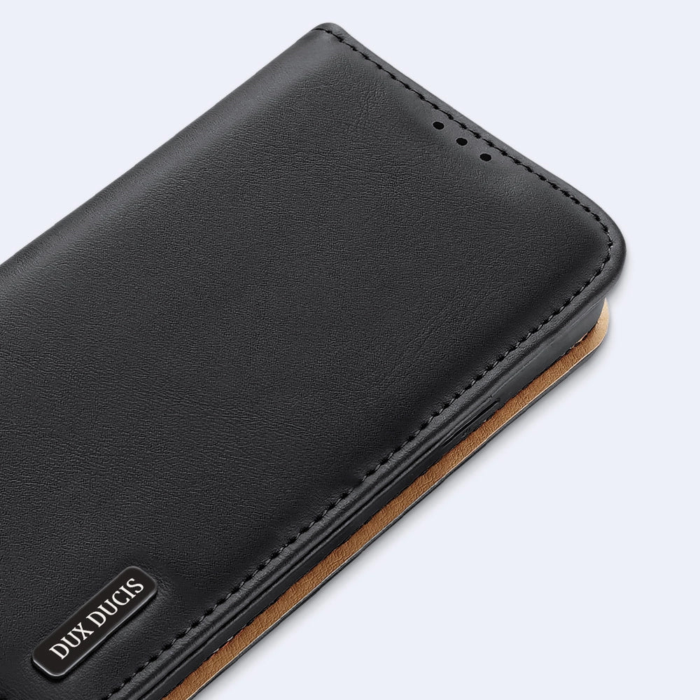 Dux Ducis Hivo Læder Flip Cover Ægte læder tegnebog til kort og dokumenter Samsung Galaxy S22 + (S22 Plus) Sort