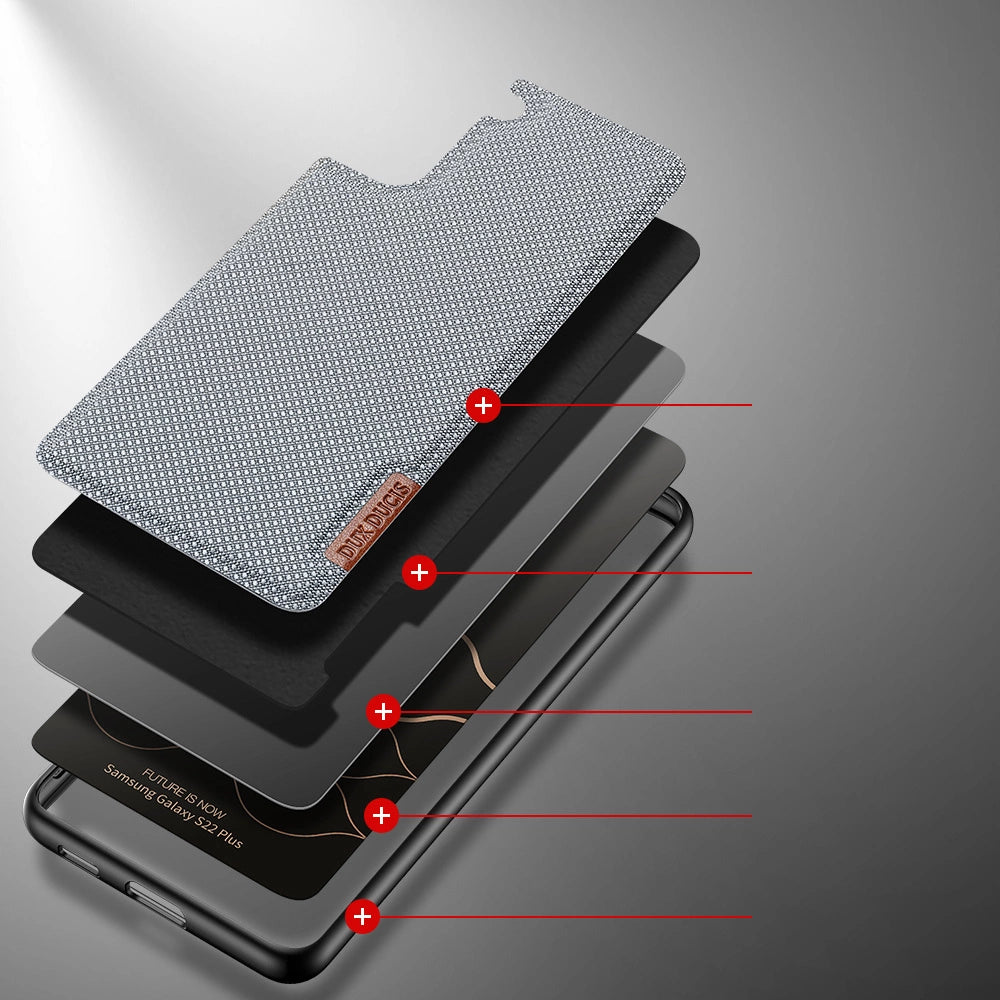 Dux Ducis Fino case er lavet af nylon materiale til Samsung Galaxy S22 + (S22 Plus) blå