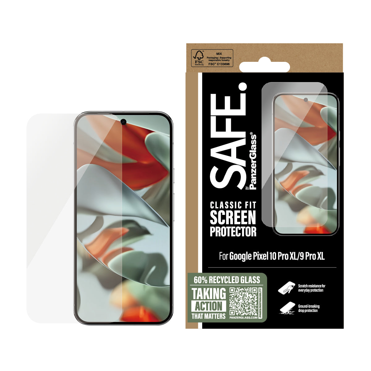 PanzerGlass SAFE. by Screen Protector Google Pixel 10 Pro XL | 9 Pro XL | Classic Fit Skærmbeskytter