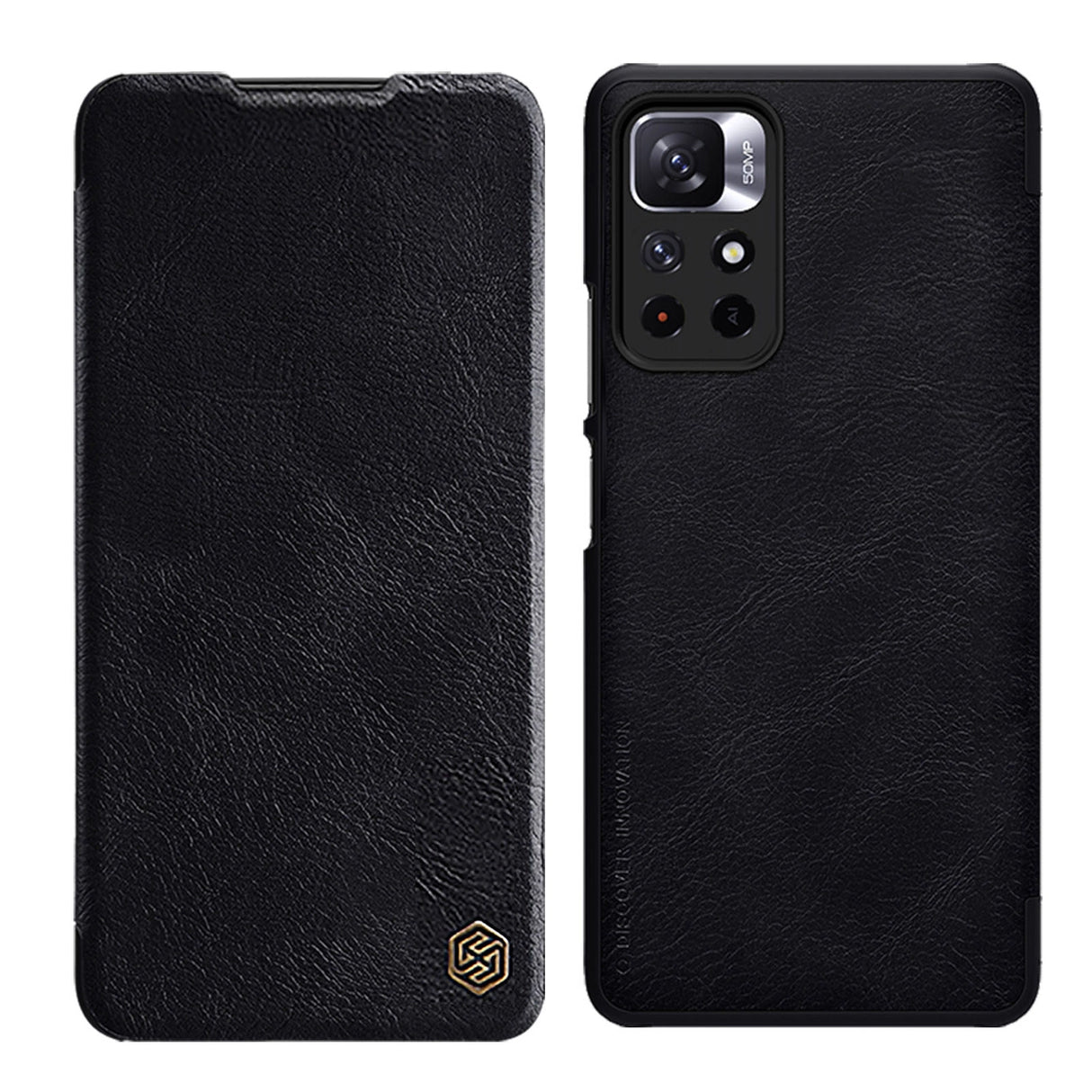 Nillkin Qin Case Flip Case til Xiaomi Redmi Note 11T 5G / 11S 5G / 11 5G (Kina) / Poco M4 Pro 5G - sort