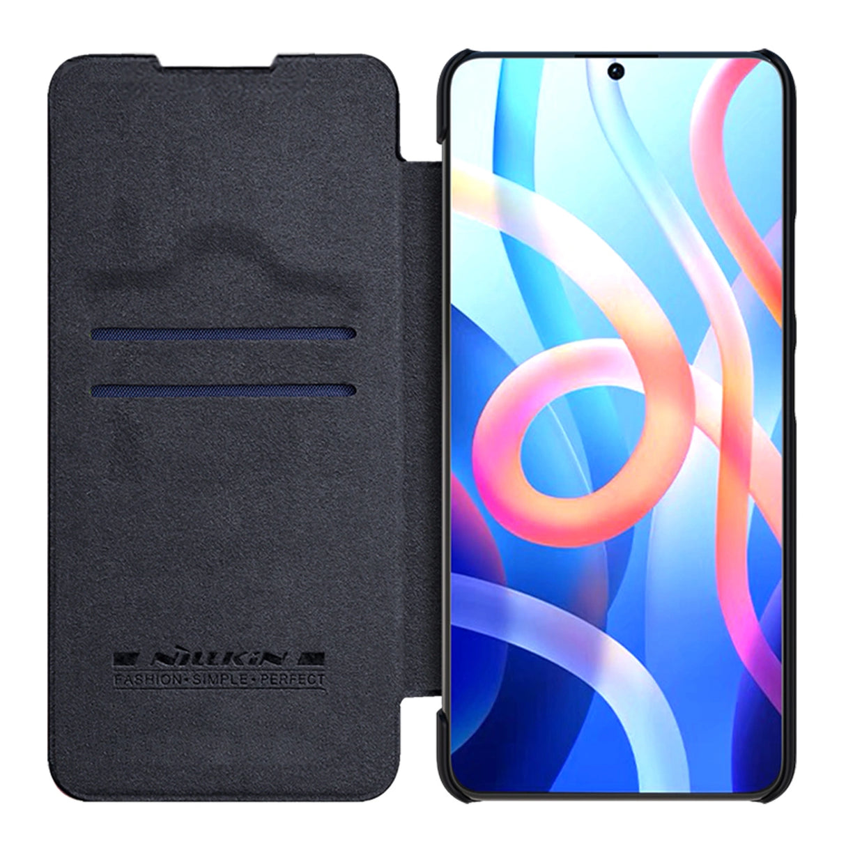 Nillkin Qin Case Flip Case til Xiaomi Redmi Note 11T 5G / 11S 5G / 11 5G (Kina) / Poco M4 Pro 5G - sort