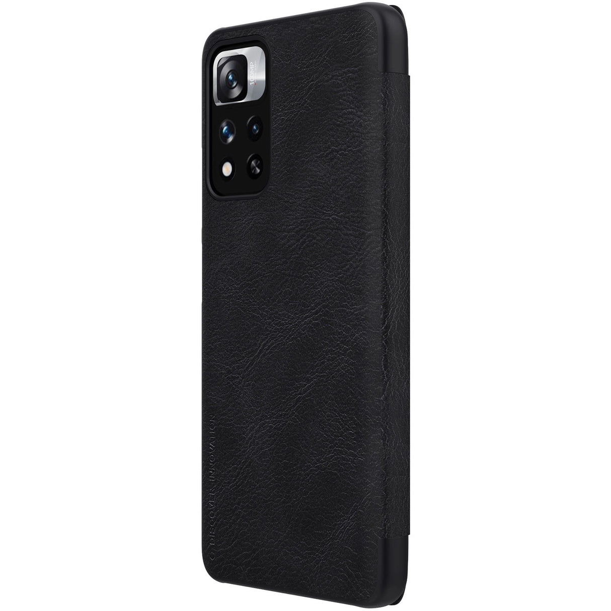 Nillkin Qin Case Case til Xiaomi Redmi Note 11 Pro+ (Kina) / Redmi Note 11 Pro (Kina) / Mi11i HyperCharge Camera Protector Holster Cover Flip Case Black