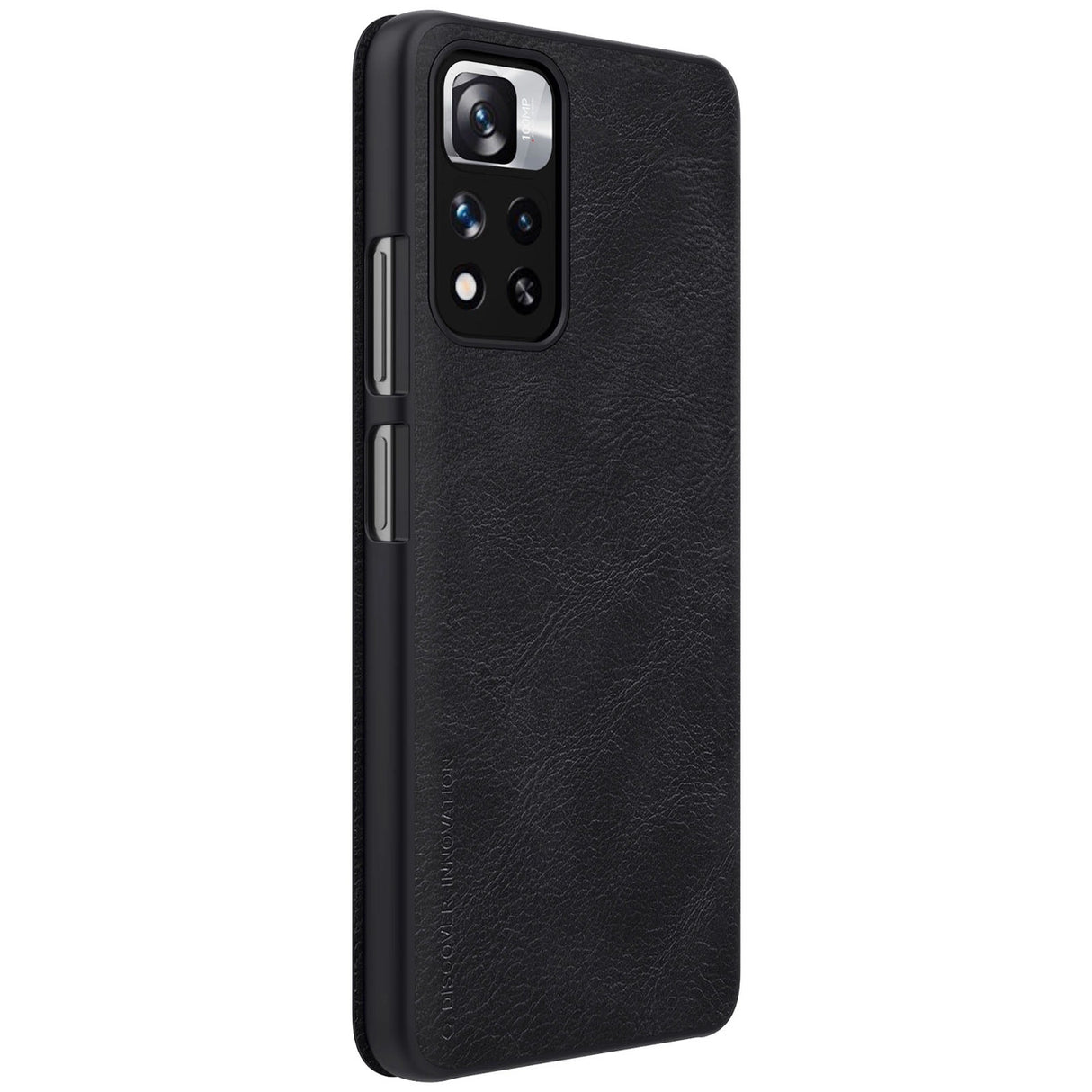 Nillkin Qin Case Case til Xiaomi Redmi Note 11 Pro+ (Kina) / Redmi Note 11 Pro (Kina) / Mi11i HyperCharge Camera Protector Holster Cover Flip Case Black