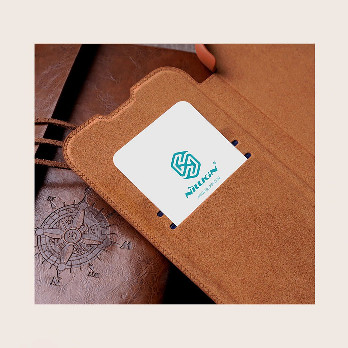 Nillkin Qin læder Pro Case Case for Samsung Galaxy S22 + (S22 Plus) Kamera beskytter Holster Cover Flip Case sort