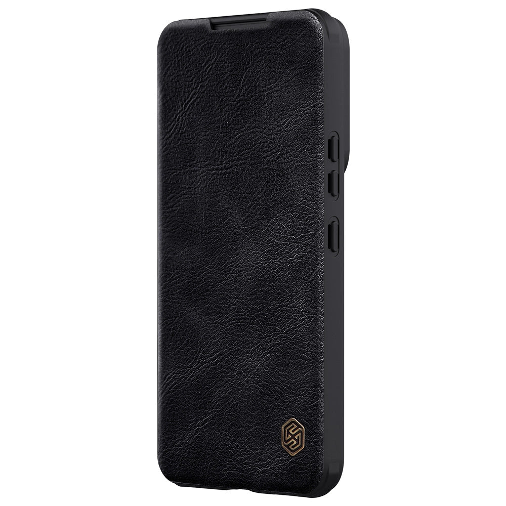 Nillkin Qin læder Pro Case Case for Samsung Galaxy S22 + (S22 Plus) Kamera beskytter Holster Cover Flip Case sort
