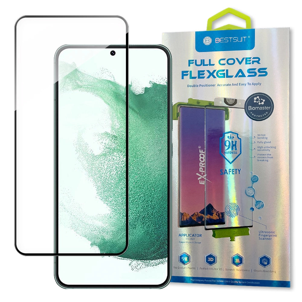 Bestsuit 3D Edge Nano Flexi Glass Glass Film Full Screen Temperet Glas Med Ramme Til Samsung Galaxy S22 + (S22 Plus) Gennemsigtig