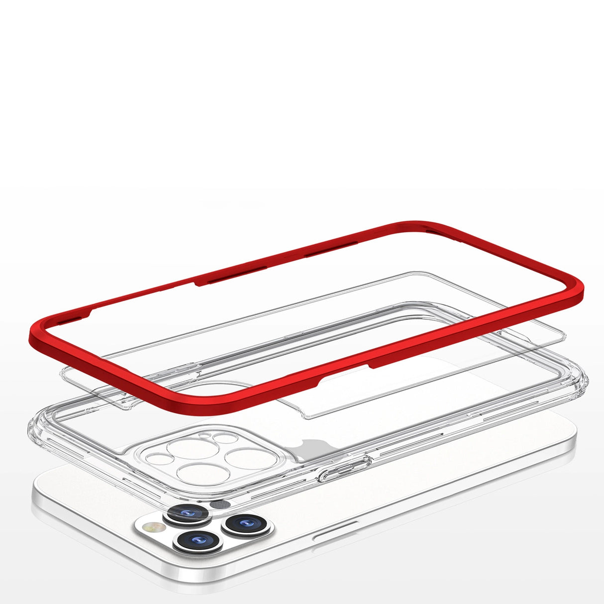 Klar 3in1 Case til iPhone 12 Pro Max Frame Cover Gel Red