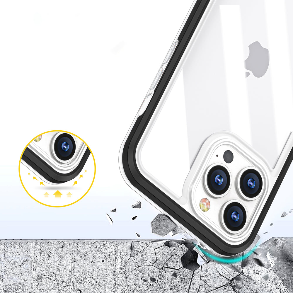 Gennemsigtige 3in1 case til iPhone 13 Pro ramme gel cover sort