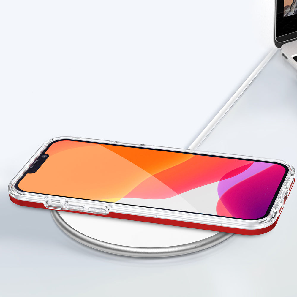 Gennemsigtige 3in1 case til iPhone 13 Pro ramme dækning gel rød