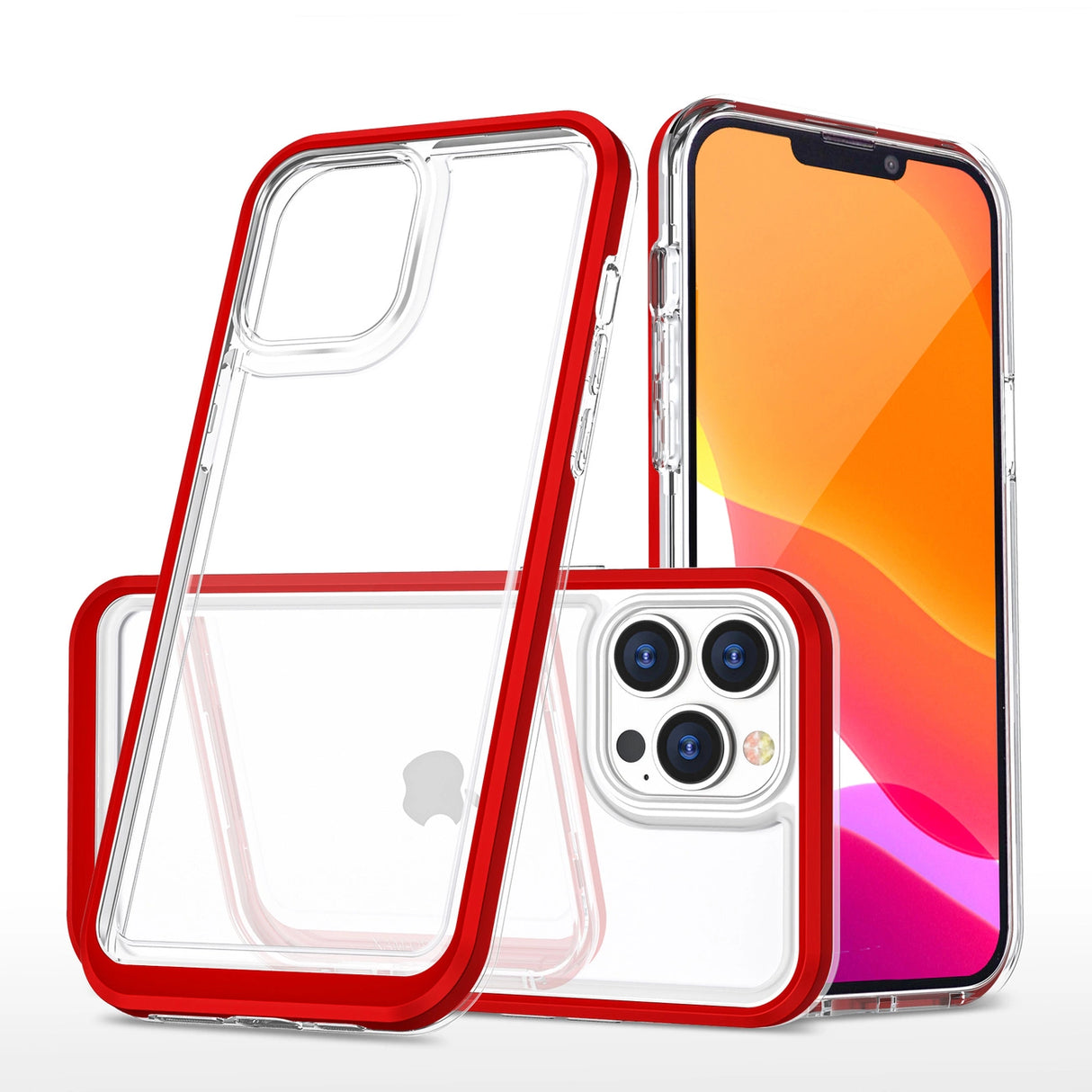 Klar 3in1 Case til iPhone 13 Pro Max Frame Cover Gel Red
