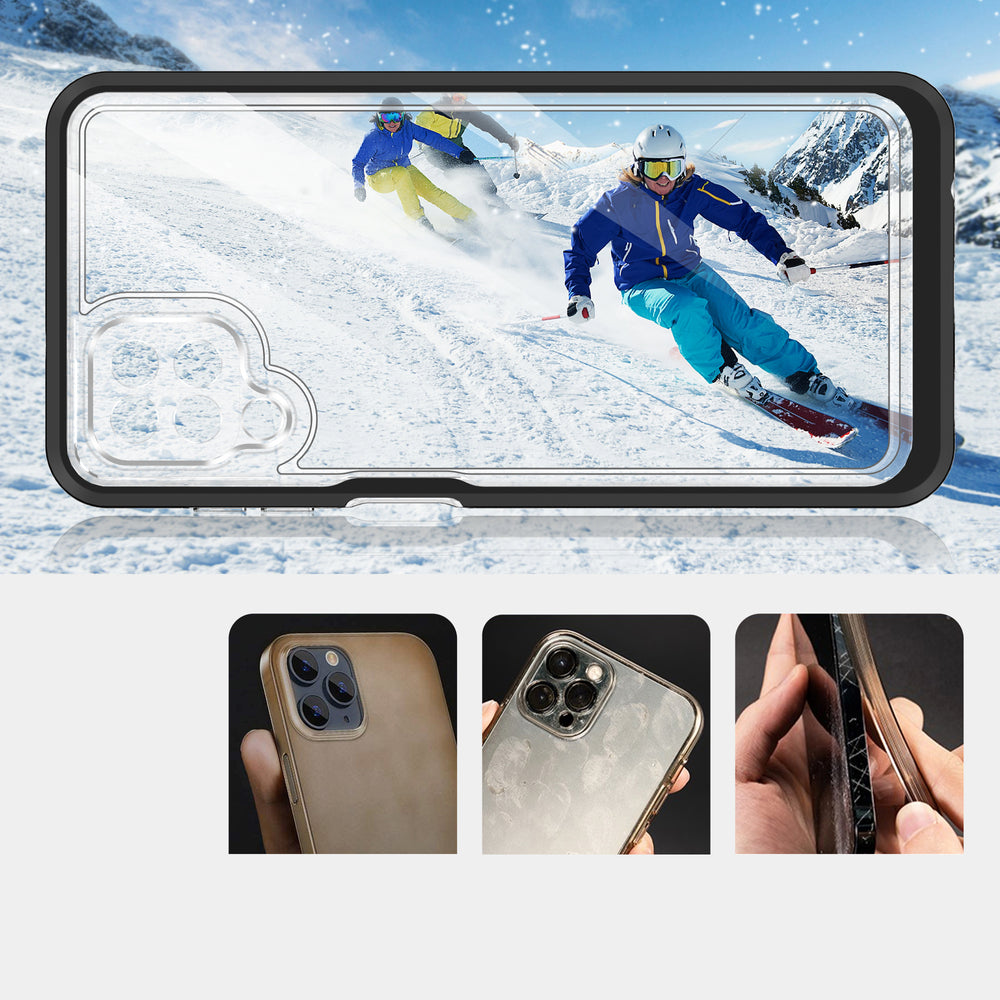 Klar 3in1 Case til Samsung Galaxy A22 4G Frame Gel Cover sort