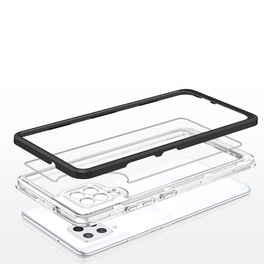 Klar 3in1 Case til Samsung Galaxy A42 5G Frame Gel Cover sort