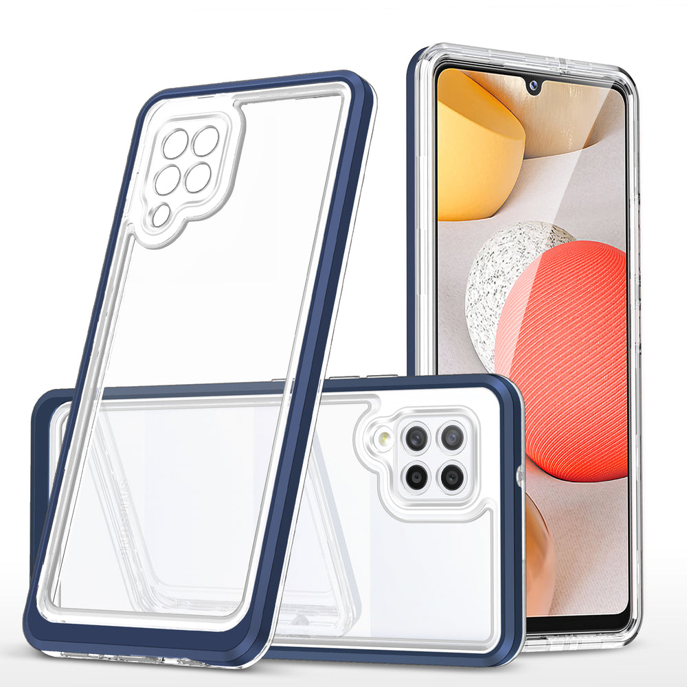 Klar 3in1 Case til Samsung Galaxy A42 5G Frame Gel Cover Blå