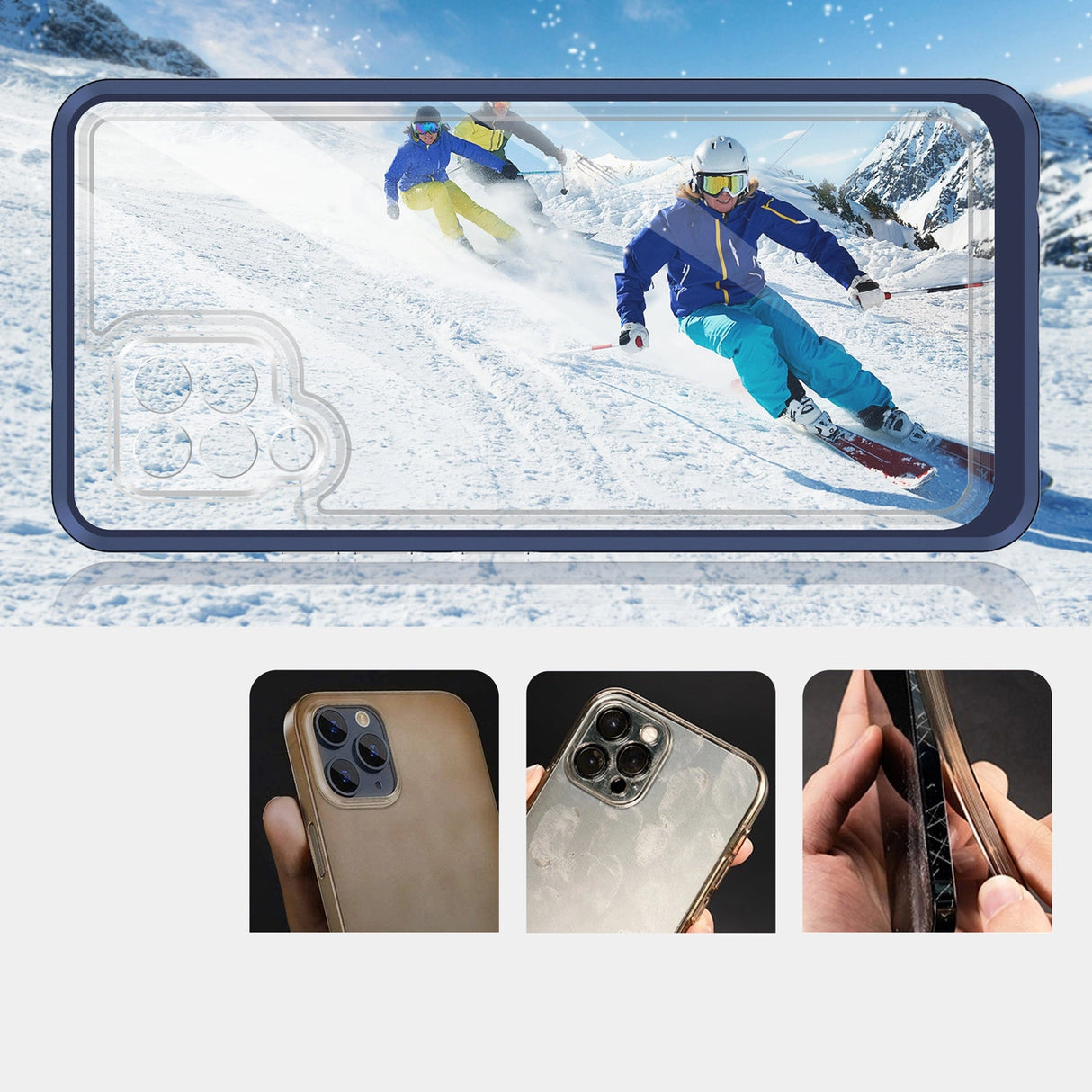 Clear 3in1 Case til Samsung Galaxy A42 5G Frame Gel Cover Blå