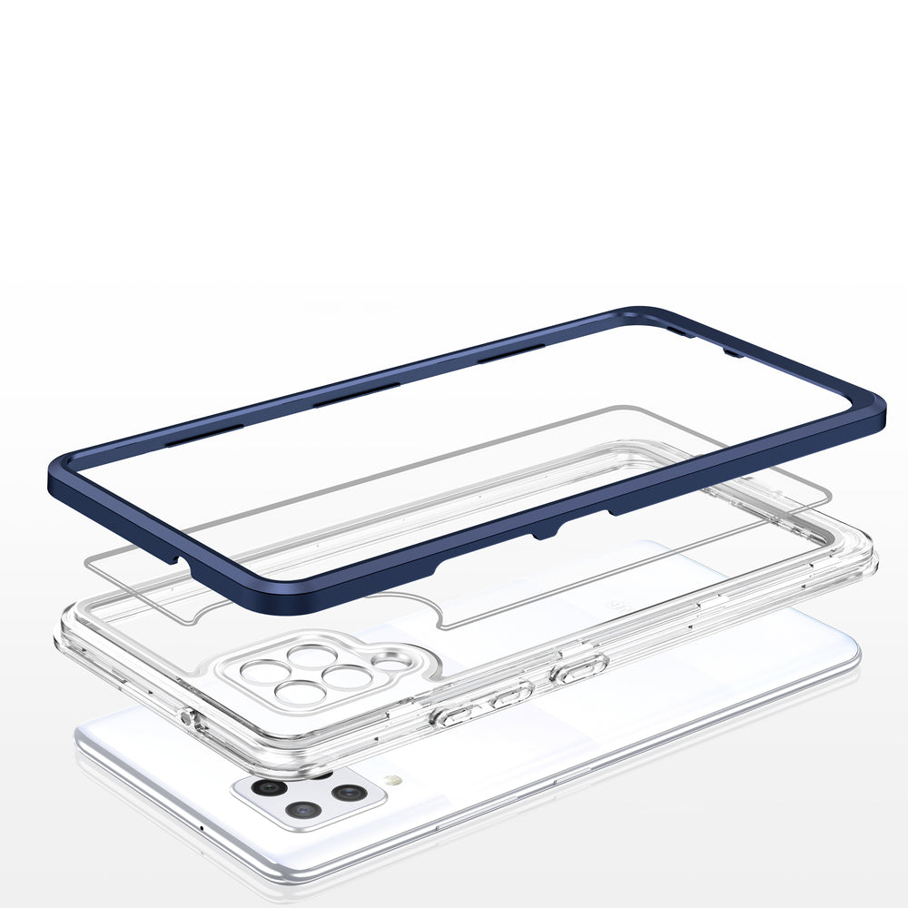 Klar 3in1 Case til Samsung Galaxy A42 5G Frame Gel Cover Blå