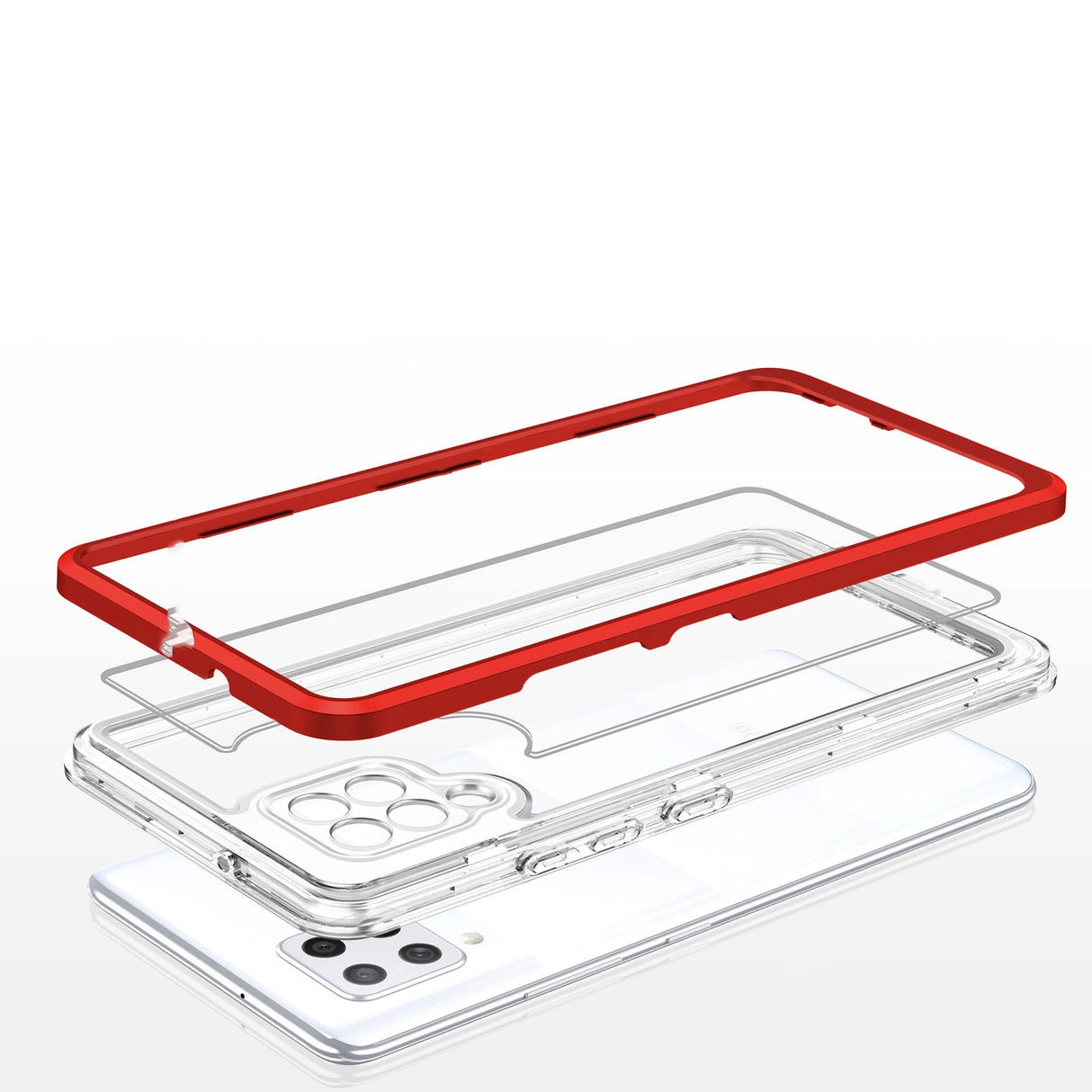 Clear 3in1 Case til Samsung Galaxy A42 5G Frame Gel Cover Rød