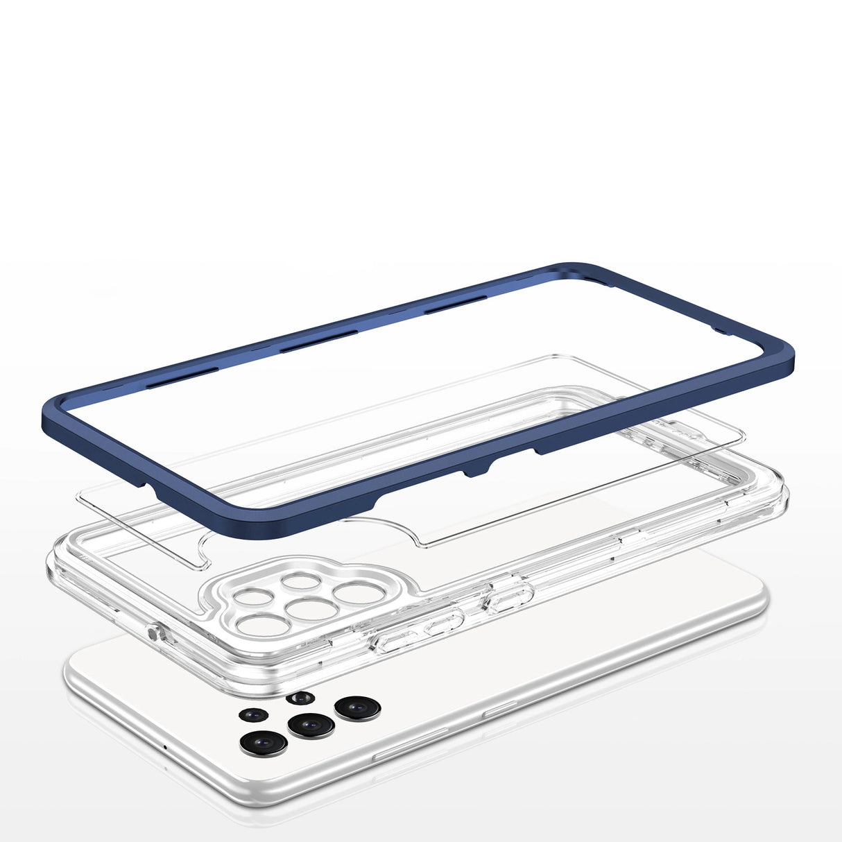 Clear 3in1 Case til Samsung Galaxy A72 4G Frame Gel Cover Blå