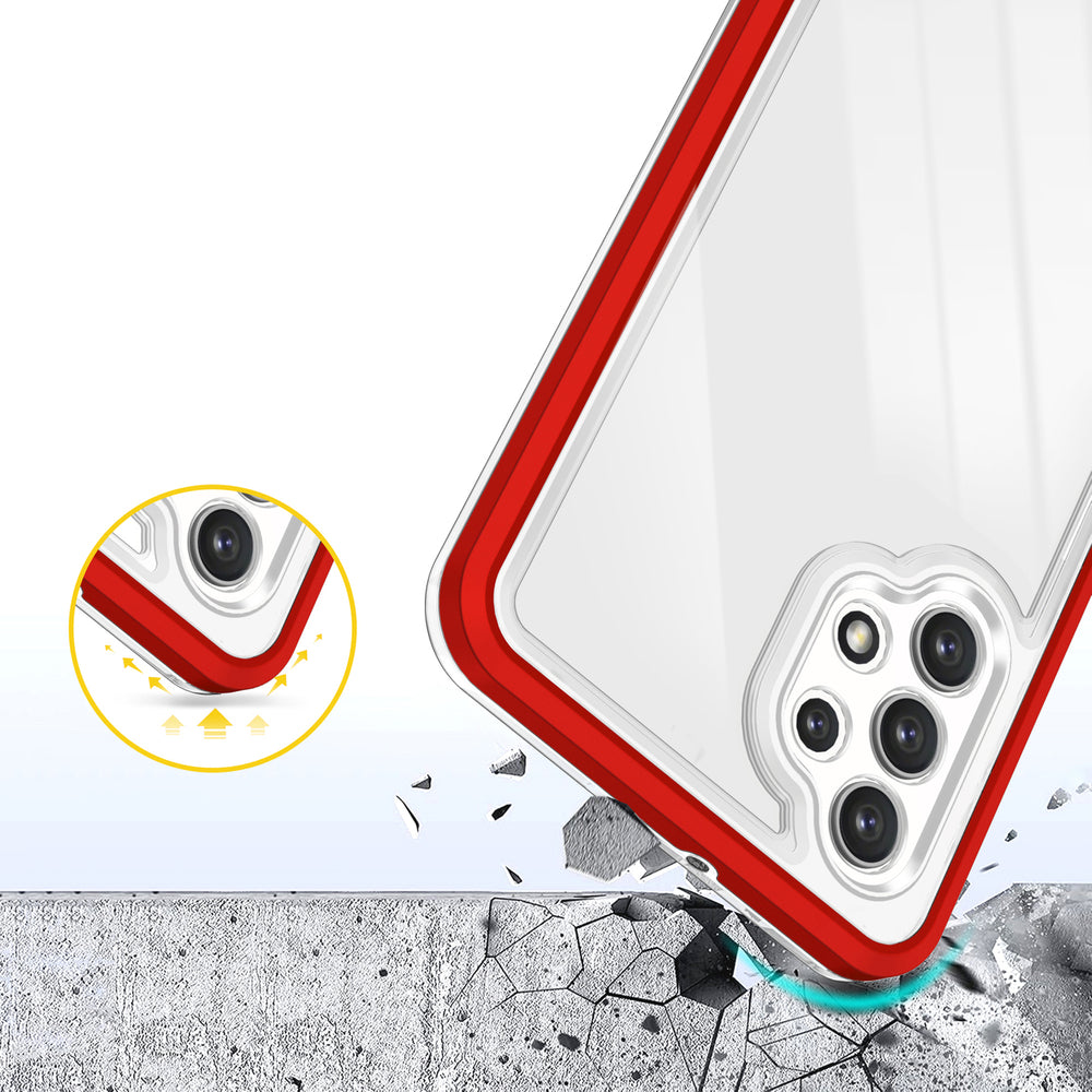 Klar 3in1 Case til Samsung Galaxy A72 4G Frame Gel Cover Rød