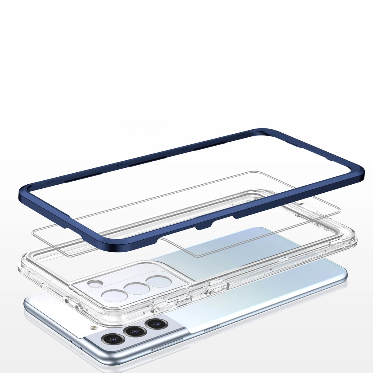 Clear 3in1 Case til Samsung Galaxy S22 + (S22 Plus) Frame Gel Cover Blå