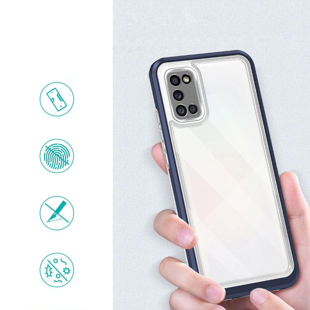 Gennemsigtig 3in1 case til Samsung Galaxy A03s (166) ramme gel cover blå