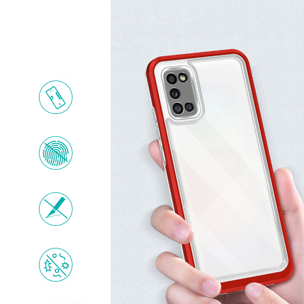 Gennemsigtige 3in1 case til Samsung Galaxy A03s (166) ramme gel cover rød