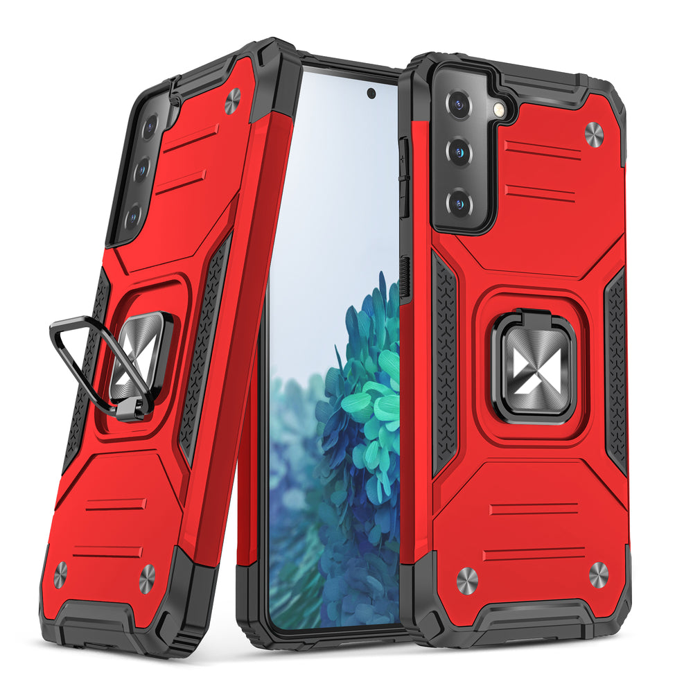 Wozinsky Ring Armor Tough Hybrid Case Cover + Magnetisk Mount til Samsung Galaxy S22 + (S22 Plus) Rød