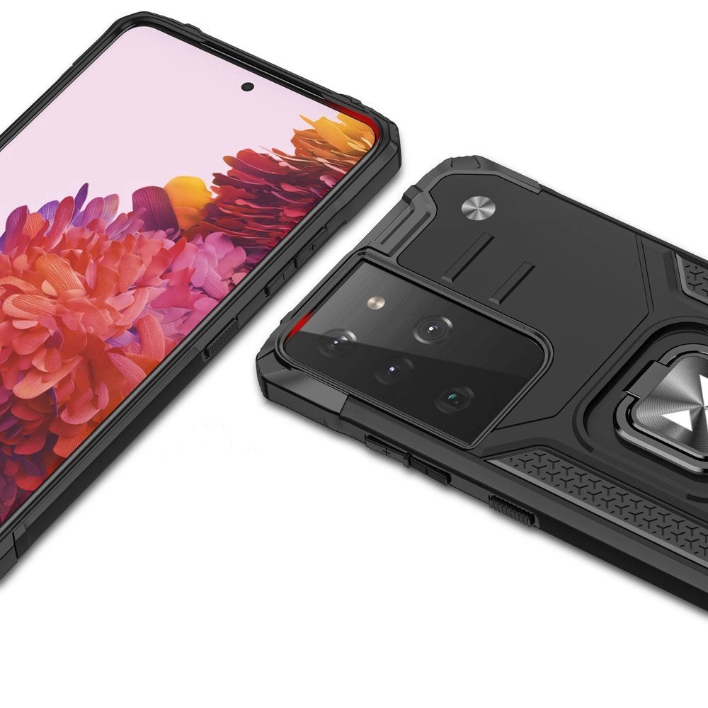 Wozinsky Ring Armor robust hybrid case cover + magnetisk holder til Samsung Galaxy S22 Ultra sølv