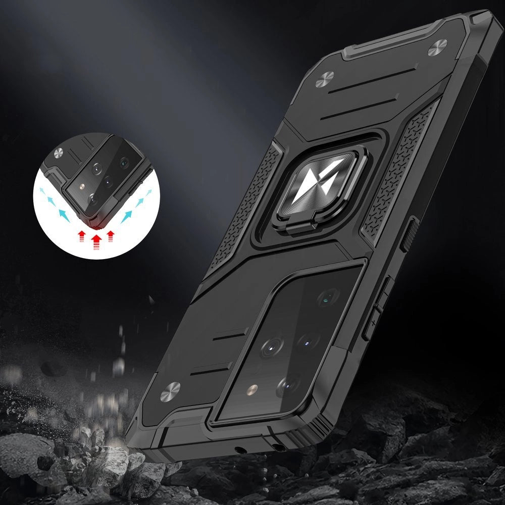 Wozinsky Ring Armor robust hybrid case cover + magnetisk holder til Samsung Galaxy S22 Ultra blå