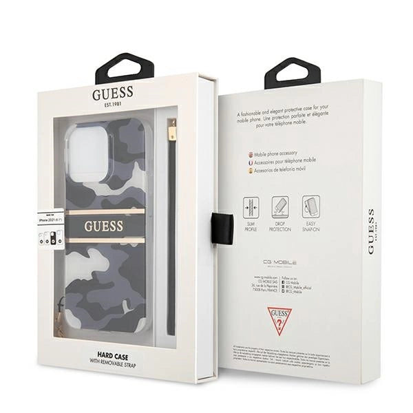 Guess GUHCP13LKCABBK iPhone 13 Pro / 13 6.1" sort/sort hardcase Camo Strap Collection