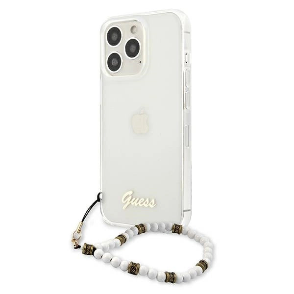 Guess GUHCP13LKPSWH iPhone 13 Pro / 13 6.1" Transparent Hardcase White Pearl