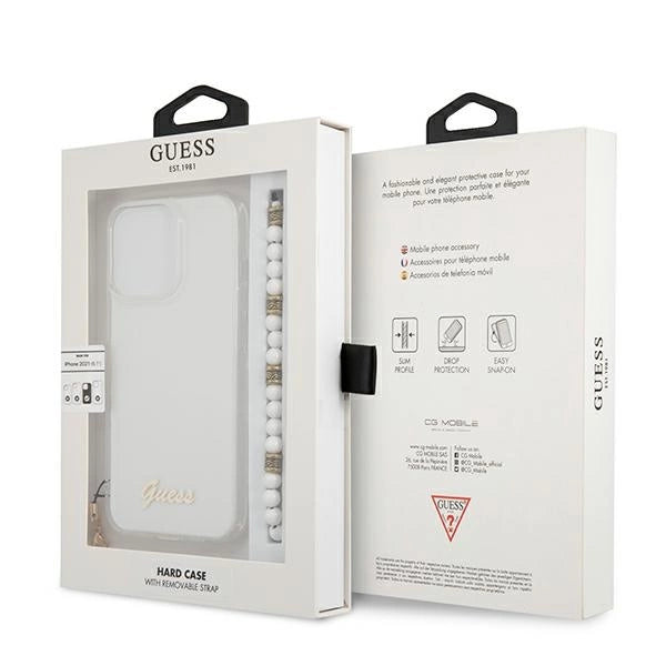 Guess GUHCP13LKPSWH iPhone 13 Pro / 13 6.1" Transparent Hardcase White Pearl