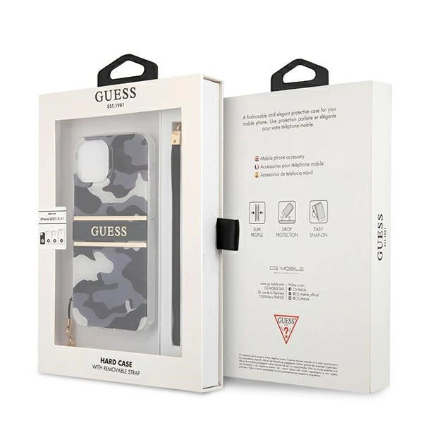 Guess GUHCP13MKCABBK iPhone 13 6.1" sort/sort hardcase Camo Strap Collection