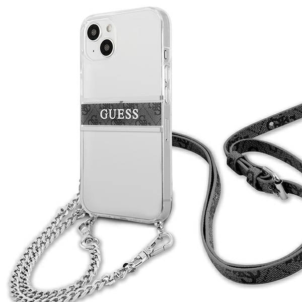 Guess GUHCP13SKC4GBSI iPhone 13 mini 5.4" Gennemsigtig hardcase 4G Gray Strap Silver Chain