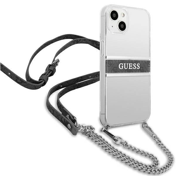 Guess GUHCP13SKC4GBSI iPhone 13 mini 5.4" Gennemsigtig hardcase 4G Gray Strap Silver Chain