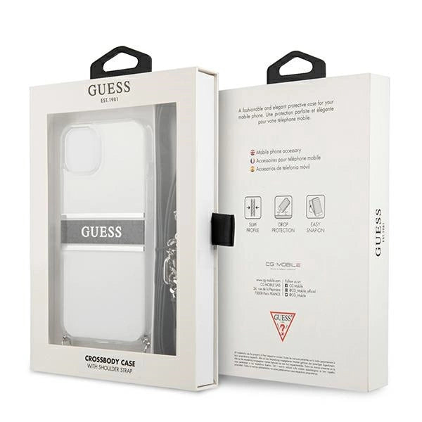Guess GUHCP13SKC4GBSI iPhone 13 mini 5.4" Gennemsigtig hardcase 4G Gray Strap Silver Chain