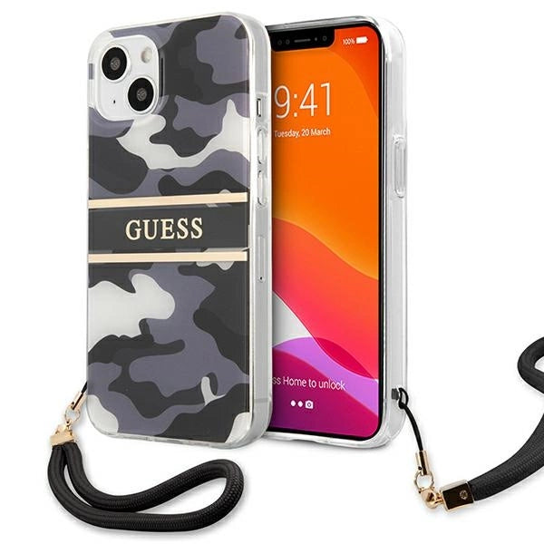 Guess GUHCP13SKCABBK iPhone 13 mini 5.4" sort/sort hardcase Camo Strap Collection