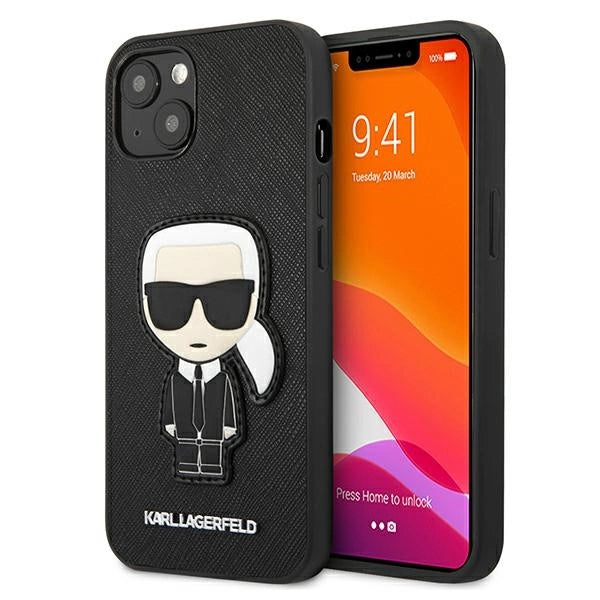 Karl Lagerfeld KLHCP13SOKPK iPhone 13 mini 5,4" sort/sort Saffiano Ikonik Karl ̊s Patch
