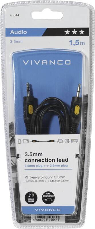 Vivanco VVAJACK15MMK lydkabel 1,5 m 3.5mm Sort