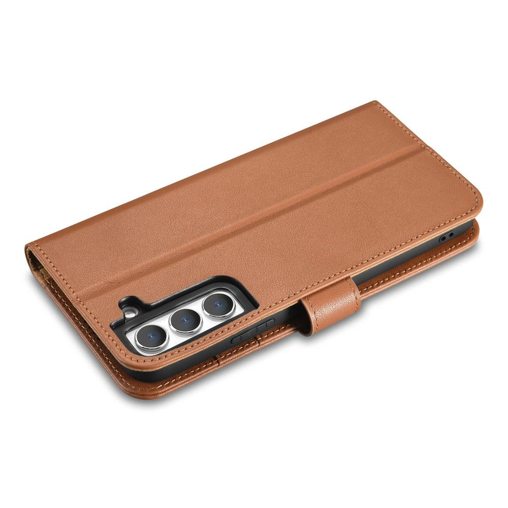 iCarer Haitang Læder Wallet Case Læder Case til Samsung Galaxy S22 + (S22 Plus) Wallet Housing Cover Brown (AKSM05BN)