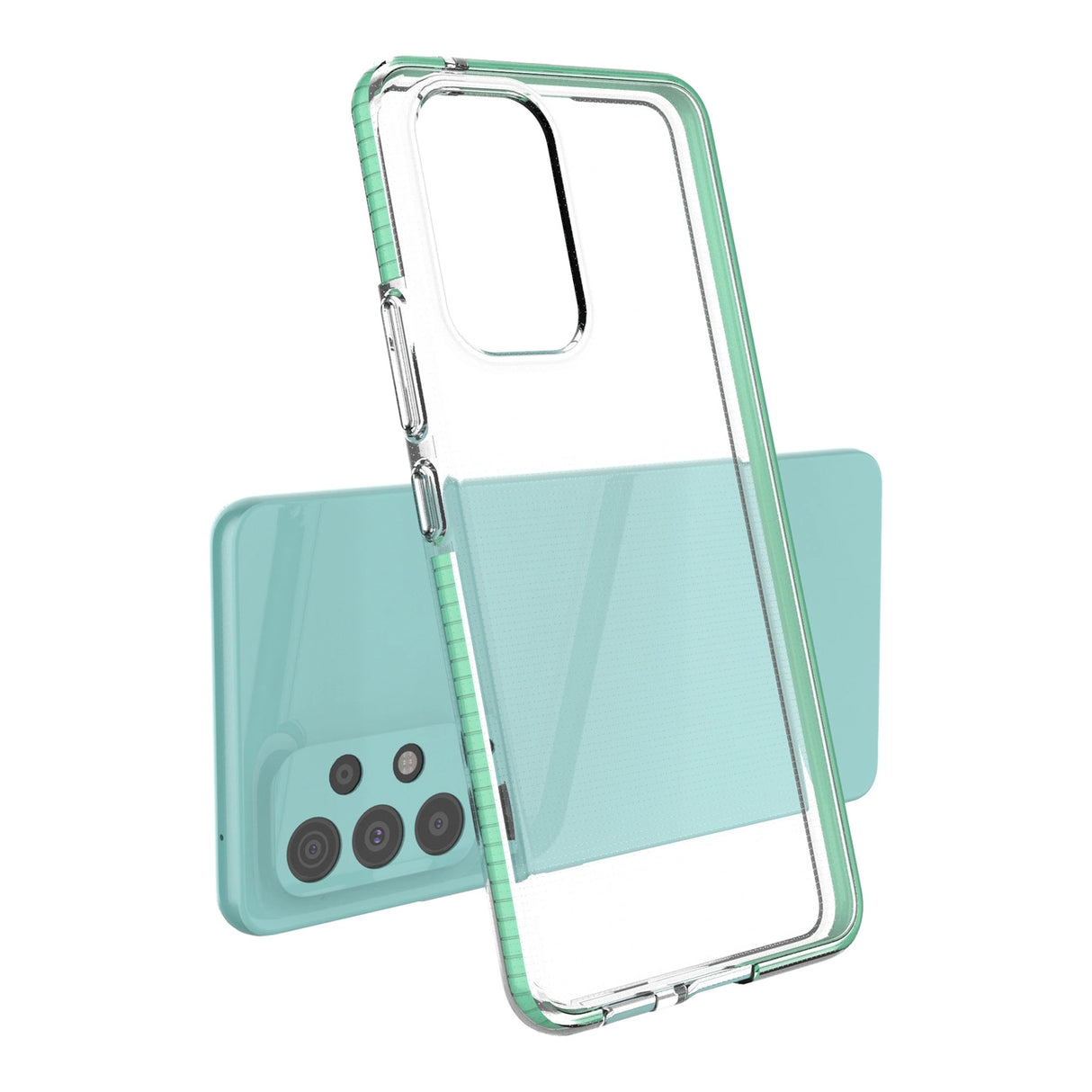 Spring Cover Case gel cover med en farvet ramme til Samsung Galaxy A73 mørk blå