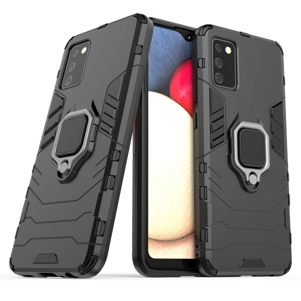 Ring Armor robust hybrid case cover + magnetisk holder til Samsung Galaxy A03s (166.5) sort
