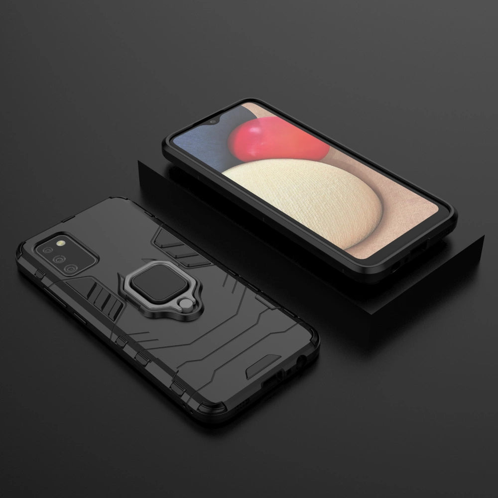 Ring Armor robust hybrid case cover + magnetisk holder til Samsung Galaxy A03s (166.5) sort