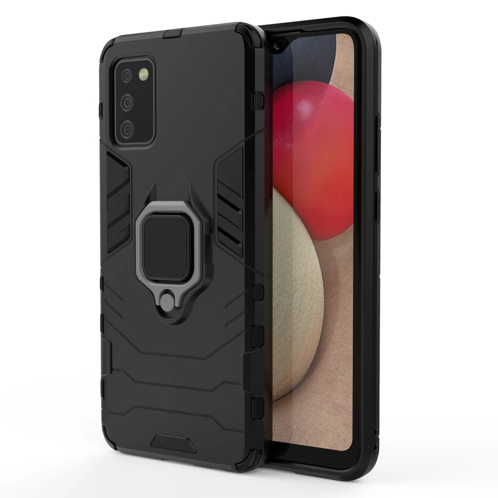 Ring Armor robust hybrid case cover + magnetisk holder til Samsung Galaxy A03s (166.5) sort