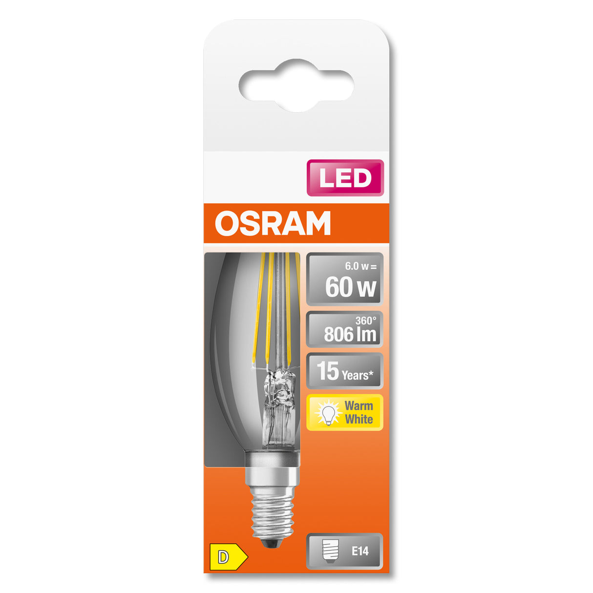 Osram STAR LED-lampe Varm hvid 2700 K 5,5 W E14 D