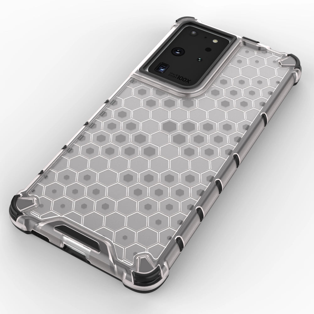 Honeycomb case pansret cover med en gel ramme til Samsung Galaxy S22 Ultra blå