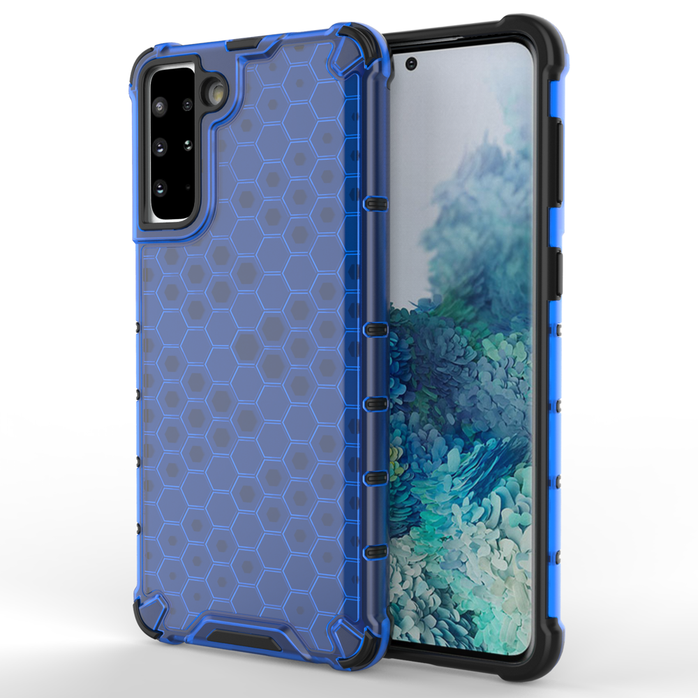 Honeycomb case pansret cover med en gel ramme til Samsung Galaxy S22 + (S22 Plus) blå