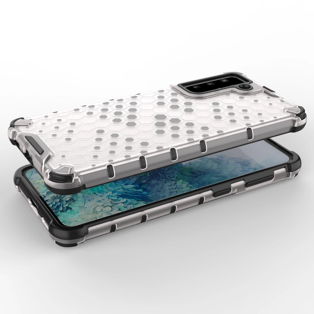 Honeycomb case pansret cover med en gel ramme til Samsung Galaxy S22 blå