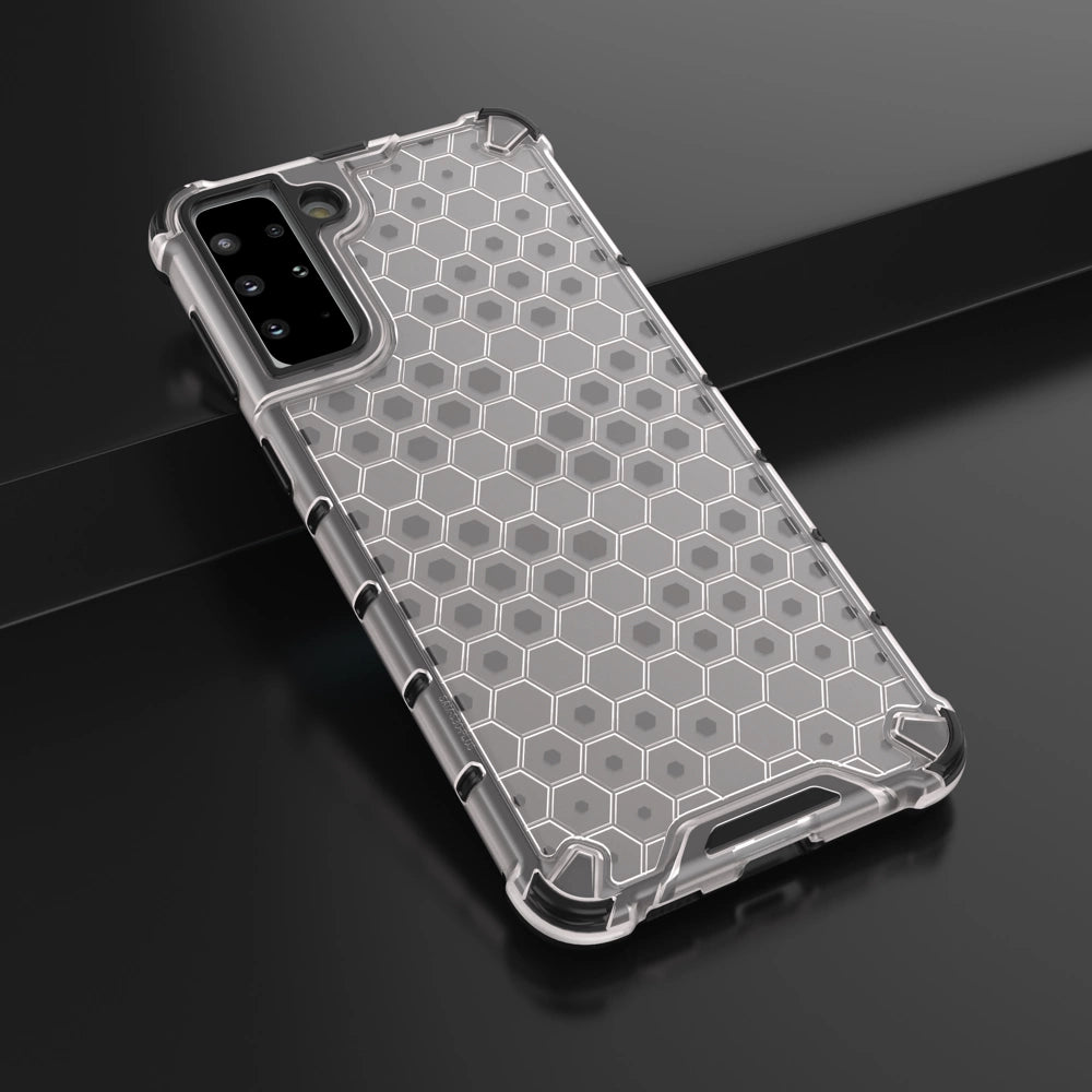Honeycomb case pansret cover med en gel ramme til Samsung Galaxy S22 gennemsigtig